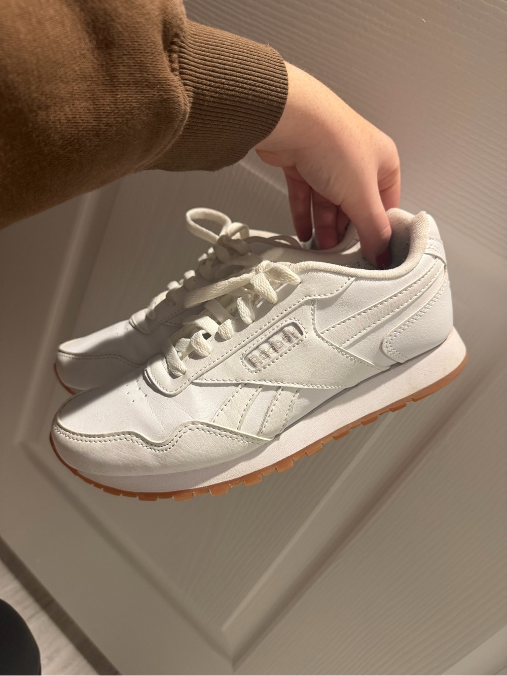 Reebok White Sneakers with Neon Green Insole Detail